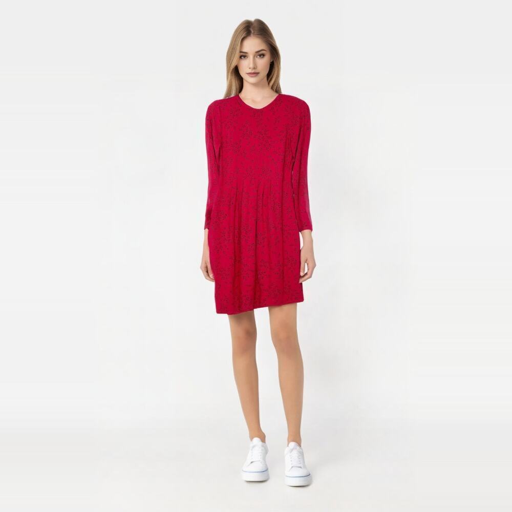 2/$30 J. Jill Wearever Knit Sheath Dress XS Red Floral Long Sleeve #5767